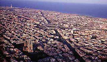 Aerial view of Barcelona and the Sagrada Familia